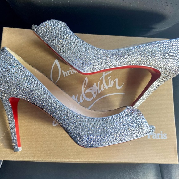 💯 AUTHENTIC CHRISTIAN LOUBOUTIN LADY CLAUDE SHOES STRASS 100 mm size 37.5 - Picture 3 of 13